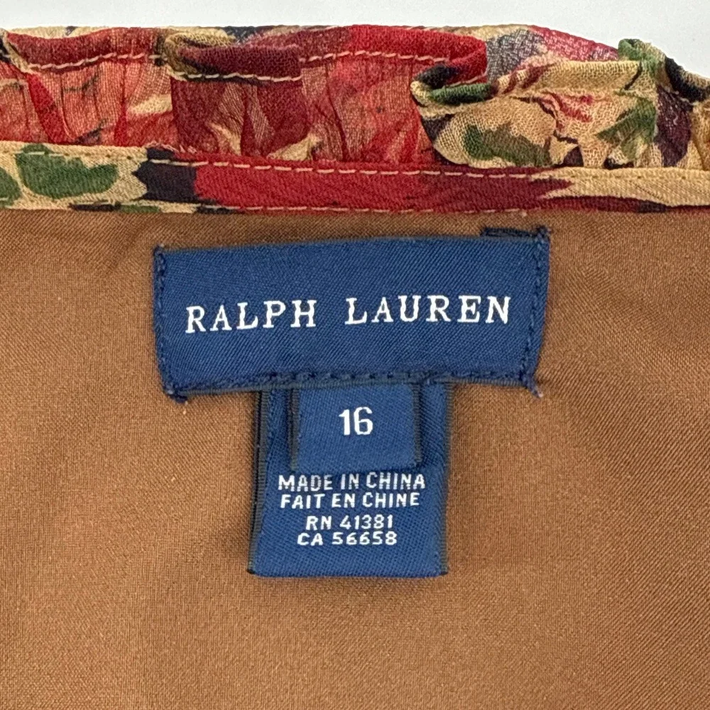 Ralph Lauren Girls 16 Floral Georgette Ruffle Drop Waist Mini Dress Fits XS S